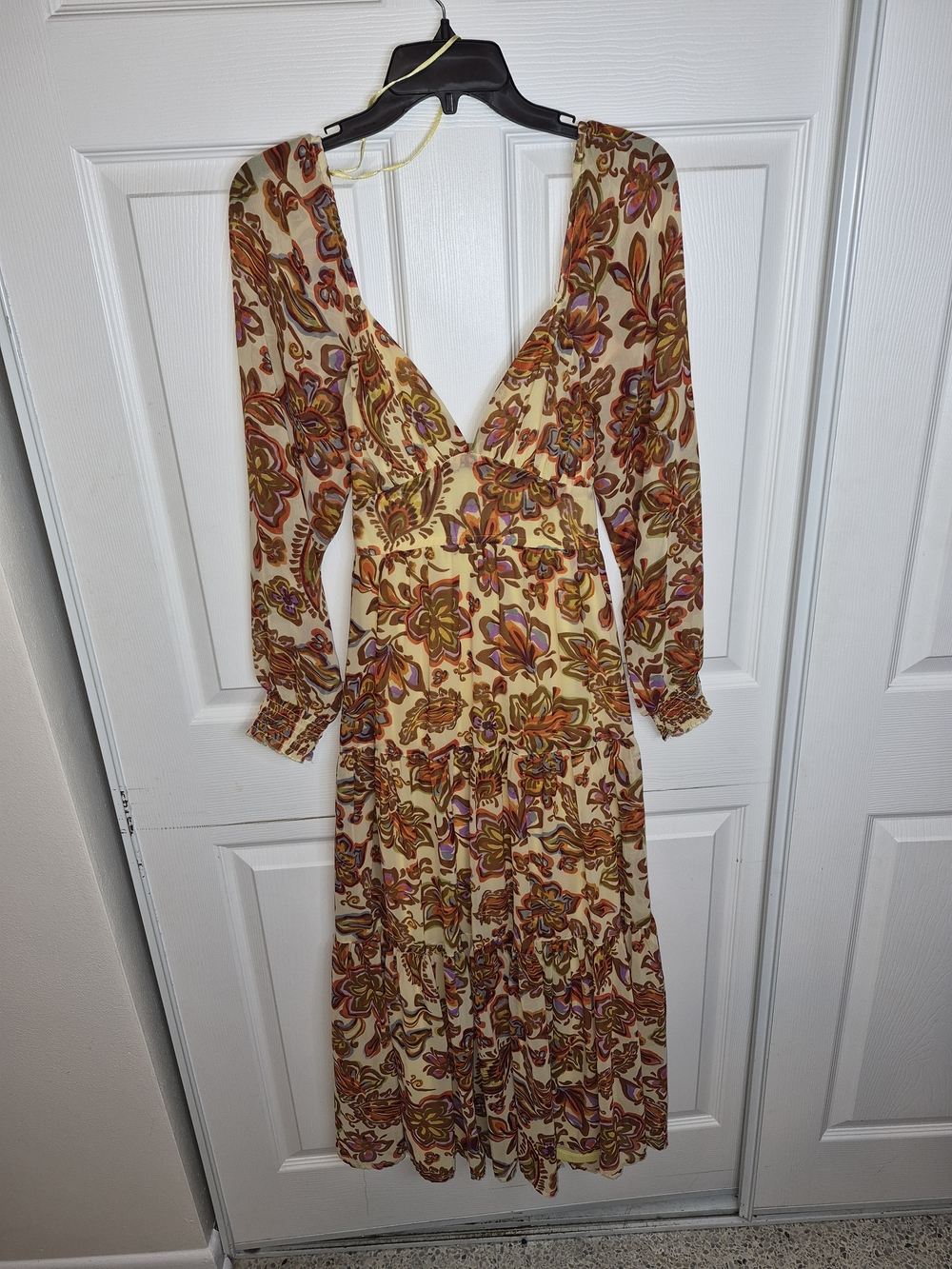 Jessica Simpson Cream Maxi Dress with Red, Orange & Purple Floral Print